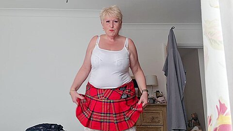 Tartan Skirt Stockings And White See Thru Panties | watch  HD hidden cam porn movie for free