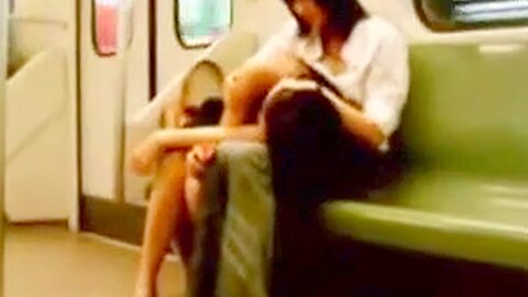 Asian lesbian couple make out in metro | watch  HD hidden cam porn video for free