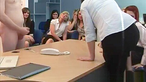 Office ladies pull cock for extremely lucky guy | watch  HD spy camera porn video for free
