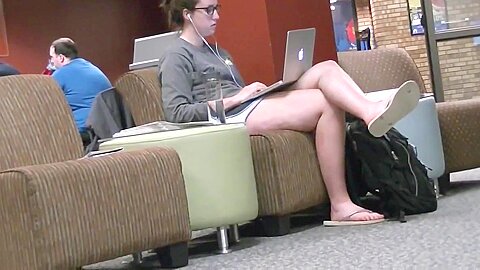 Candid Tall Brunette Feet & Legs at College Library | watch  HD spy cam xxx video for free