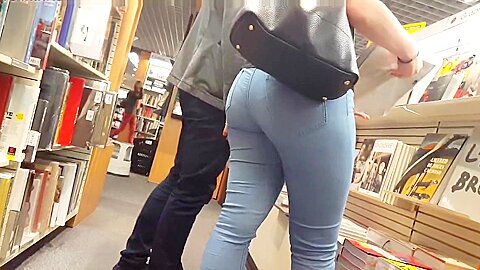 Tight jeans in bookstore | watch  HD hidden camera porn video for free