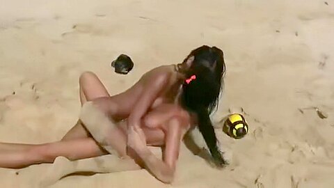 Naked Teens Fool Around on Public Beach (18+) | watch  HD hidden cam porn video for free