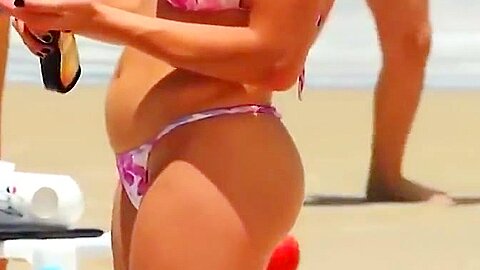 Married brunette hot bikine of the beach | watch  HD candid cam porn movie for free