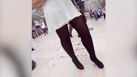 pantyhose legs in public | watch  HD candid cam xxx video for free