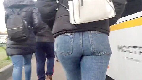 Nice round ass in blue jeans | watch  HD hidden cam porn video for free