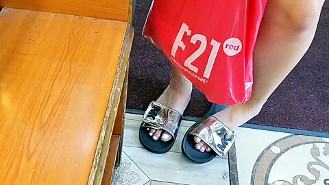 Candid cute redbone feet at the deli | watch  HD hidden camera sex video for free