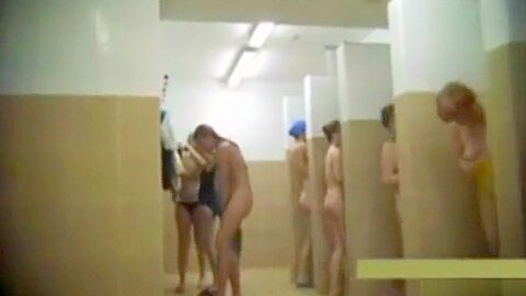 Teens and moms in public shower room | watch  HD voyeur camera porn video for free