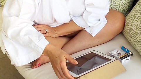 Watching milf in a bathrobe | watch  HD candid camera sex movie for free