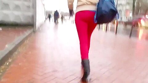 Nice girl s ass in tight red pants | watch  HD spy cam porn movie for free