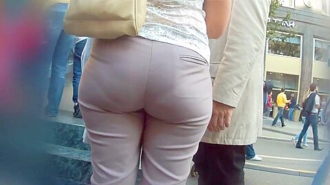 Mature big ass in pants | watch  HD voyeur camera porn movie for free