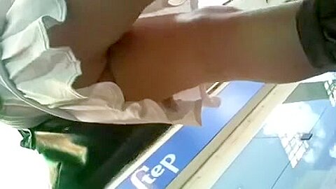 Amazing upskirt voyeur (fake) clip scene outside filmed on spycam | watch  HD spy cam sex movie for free