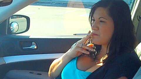 Christina Smoking VS120 in Car | watch  HD candid cam xxx movie for free
