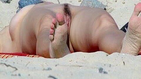 Exposed Unshaved Wet Crack On The Beach | watch  HD candid cam sex video for free