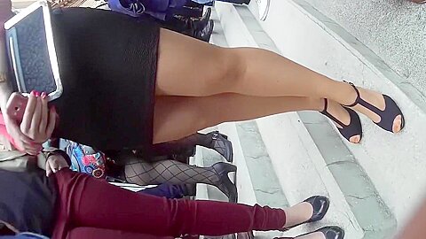 Hidden camera (fake) video of a girl in a tight black skirt waitin | watch  HD spy cam porn movie for free