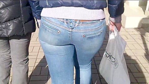 Big ass milf in blue jeans | watch  HD spy camera porn video for free