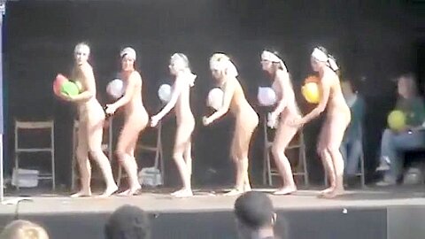 Naked ladies dance on stage with balloons | watch  HD hidden camera xxx video for free