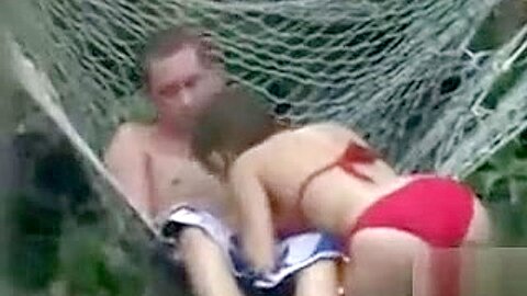 Blowjob in a hammock from a voluptuous bikini girl | watch  HD candid cam sex movie for free