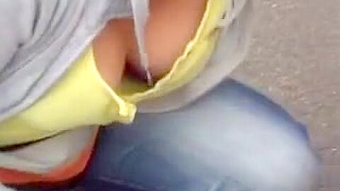 Nice tits to check out in today’s public downblouse compilation | watch  HD voyeur cam sex movie for free