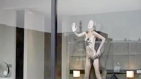 Skinny white lady fucked against glass window by BBC | watch  HD spy cam xxx video for free