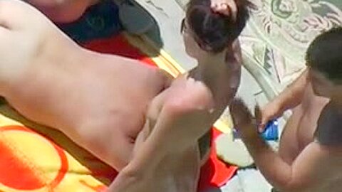 Nude Beach - Three Couples | watch  HD hidden cam porn movie for free