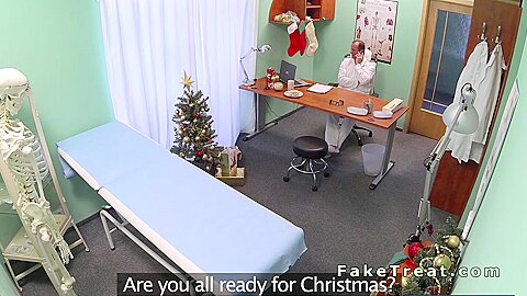 Doctor fucks patient in an office on Christmas day | watch  HD candid camera porn video for free