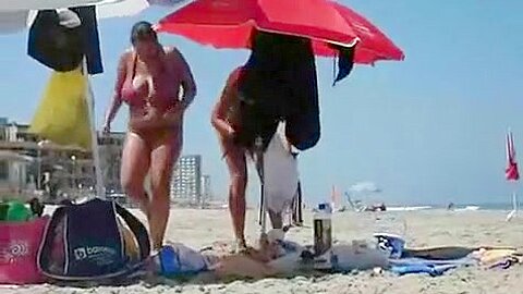 Whale's cleavage caught on a beach | watch  HD spy cam porn video for free