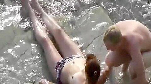 Topless woman by the water | watch  HD hidden cam sex movie for free