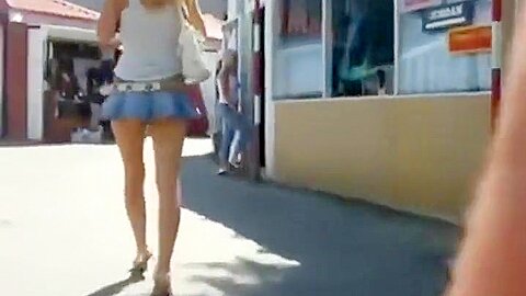 Superbly short skirt stalked in the crowd | watch  HD spy cam sex movie for free