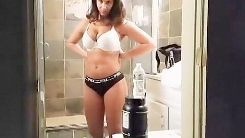 Showy girlfriend teasing under a shower | watch  HD spy camera porn video for free