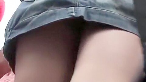 Short jeans skirt girl upskirted (fake) | watch  HD spy camera porn movie for free