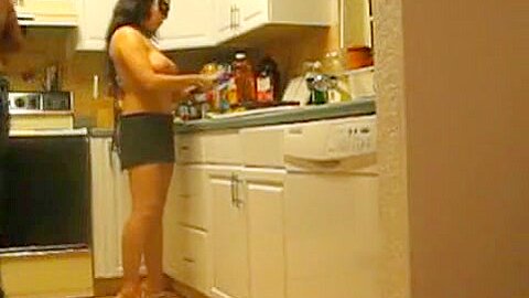 Seductive wife playing to be a nude chef | watch  HD voyeur cam porn video for free