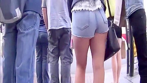 Nervous chick keeps pulling her shorts | watch  HD candid cam sex video for free