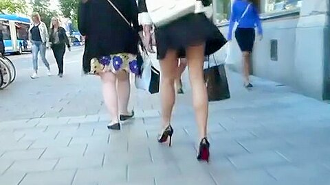 Sexy long legs woman upskirt (fake) | watch  HD spy cam porn movie for free