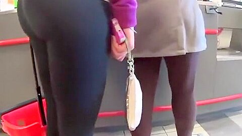Girl in black leggings with nice ass | watch  HD spy camera xxx video for free