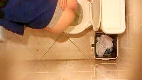 Spy camera in the toilet ceiling | watch  HD candid camera sex video for free