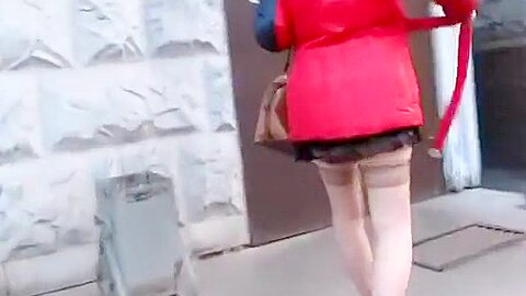 Mature woman in real short skirt upskirted | watch  HD hidden cam porn movie for free