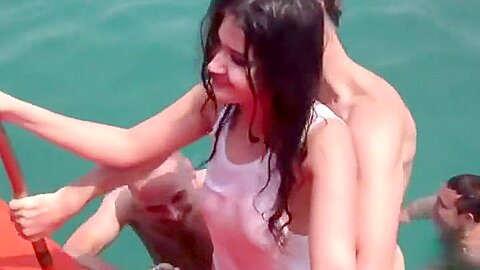 Horny drunk boys and girls in the water | watch  HD candid camera porn movie for free