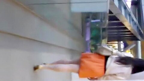 Woman in orange skirt upskirted (fake) | watch  HD hidden cam sex video for free