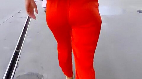 Sexy woman in red overalls | watch  HD spy camera porn video for free