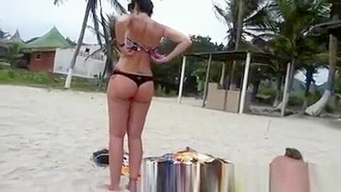 Beautiful ass on the beach | watch  HD voyeur camera porn video for free