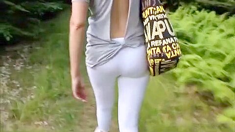 Woman in white leggings | watch  HD candid camera sex movie for free