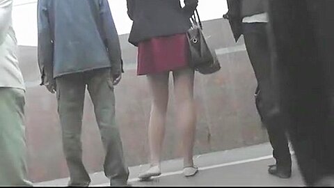 Girl in red miniskirt upskirted (fake) | watch  HD candid cam xxx movie for free