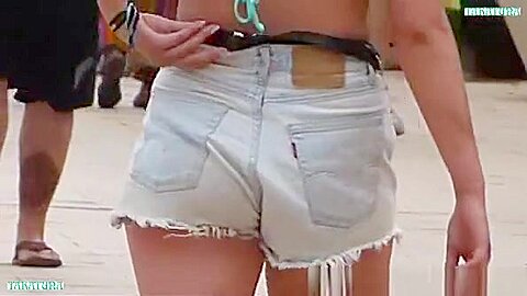 Beautiful ass strolling by the sea. | watch  HD candid cam sex video for free
