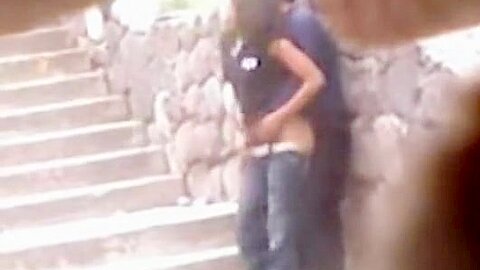Teen couple had sex on the stairs (18+) | watch  HD hidden camera sex video for free