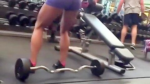 Woman in tight sports shorts exercising | watch  HD candid camera porn movie for free