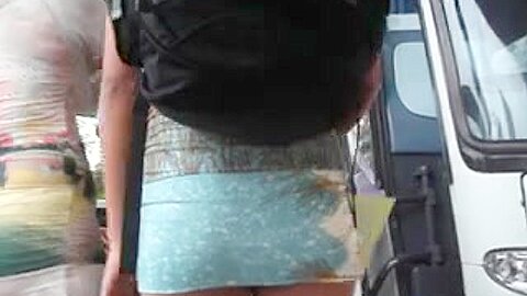 voyeur (fake) on bus station | watch  HD spy camera sex video for free