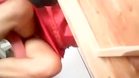 Girl in Red Miniskirt upskirt (fake) | watch  HD voyeur cam sex movie for free