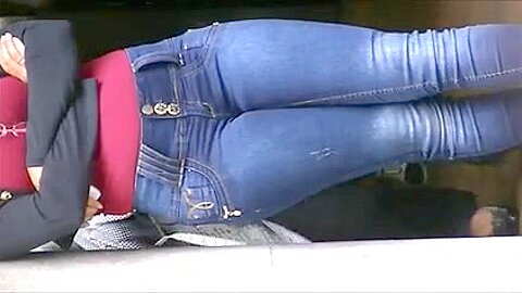 The beauty and grace of a brunette in jeans - soft | watch  HD candid cam porn video for free