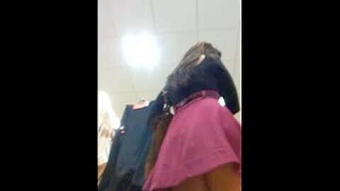 Hot brunette lady upskirted (fake) in store | watch  HD candid cam xxx movie for free