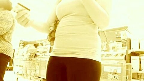 Sexy latina at Walmart in tights | watch  HD hidden cam porn video for free